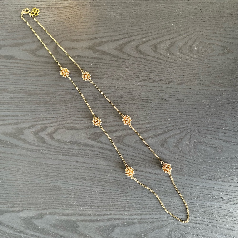 Ann Taylor Gold Tone Pave Crystal Ball Station Necklace